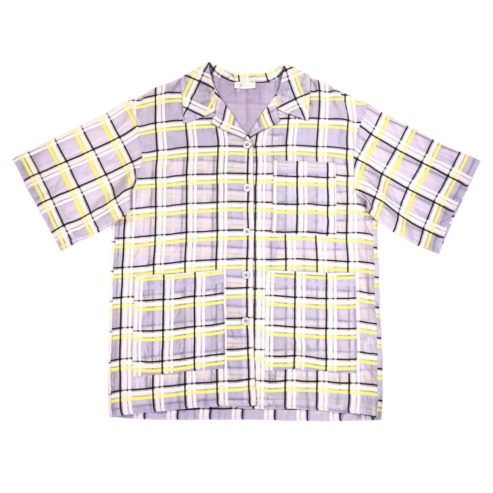 STINE GOYA Checkered Button Down Shirt - Yellow, Gray, White